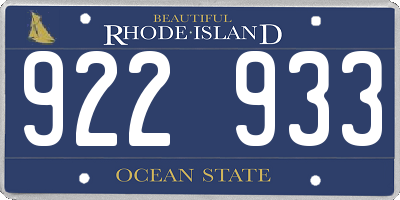RI license plate 922933
