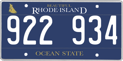 RI license plate 922934