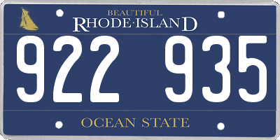 RI license plate 922935