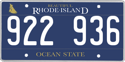 RI license plate 922936