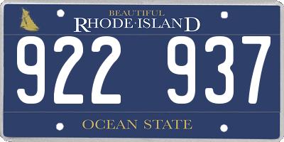 RI license plate 922937