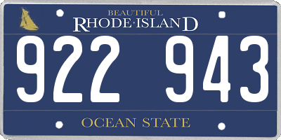 RI license plate 922943