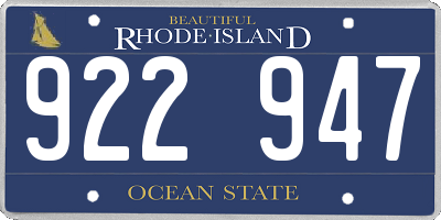 RI license plate 922947