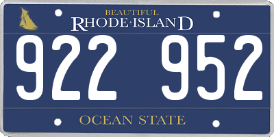 RI license plate 922952