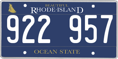 RI license plate 922957