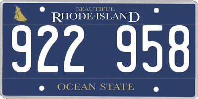 RI license plate 922958