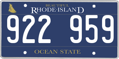 RI license plate 922959