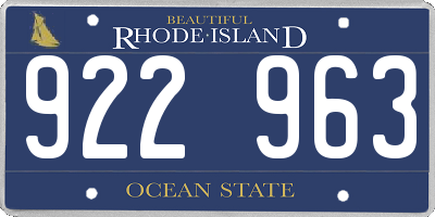 RI license plate 922963