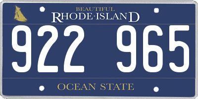 RI license plate 922965
