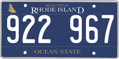 RI license plate 922967