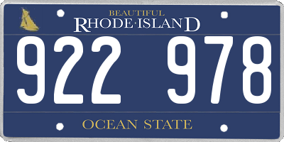 RI license plate 922978