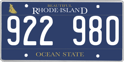 RI license plate 922980