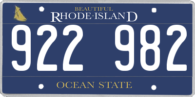 RI license plate 922982