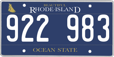 RI license plate 922983