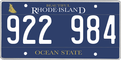 RI license plate 922984