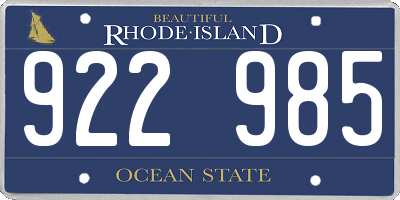 RI license plate 922985