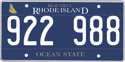 RI license plate 922988