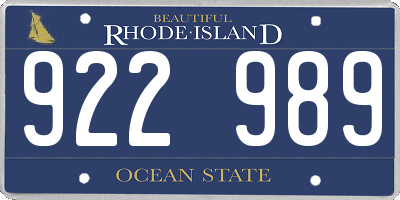 RI license plate 922989