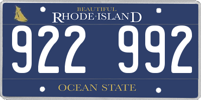 RI license plate 922992
