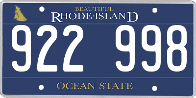 RI license plate 922998