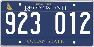 RI license plate 923012