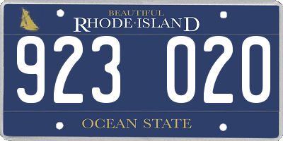 RI license plate 923020