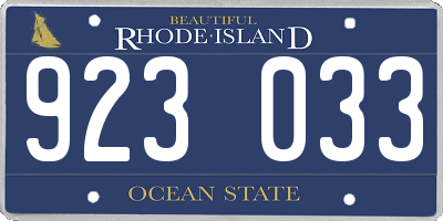 RI license plate 923033