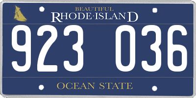 RI license plate 923036