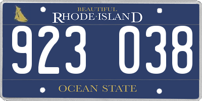 RI license plate 923038