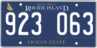 RI license plate 923063