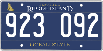 RI license plate 923092