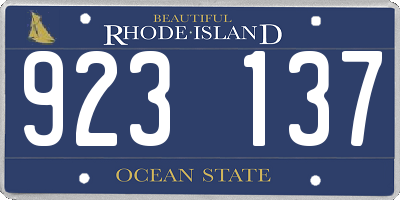 RI license plate 923137