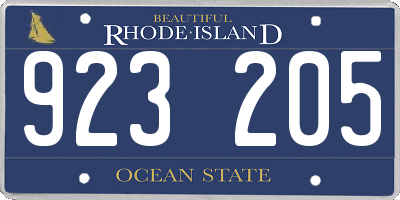 RI license plate 923205