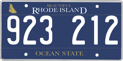RI license plate 923212