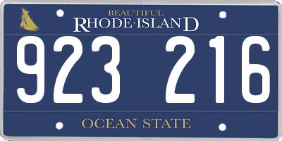 RI license plate 923216