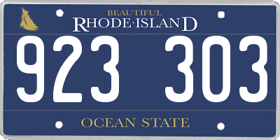 RI license plate 923303