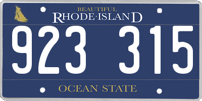 RI license plate 923315