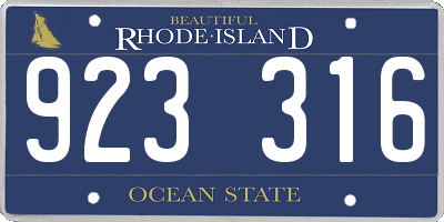 RI license plate 923316