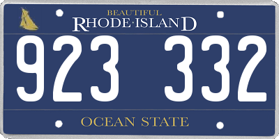 RI license plate 923332