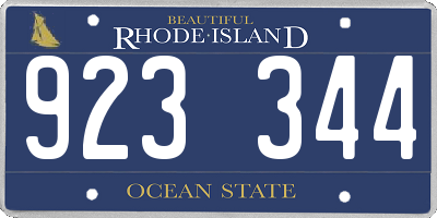RI license plate 923344