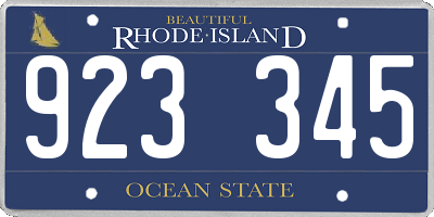 RI license plate 923345