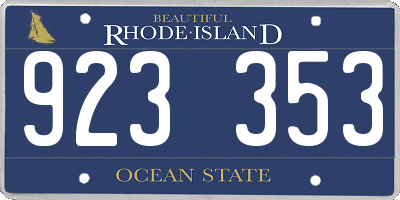 RI license plate 923353