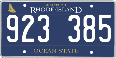 RI license plate 923385