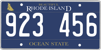 RI license plate 923456