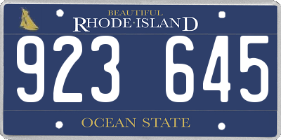 RI license plate 923645