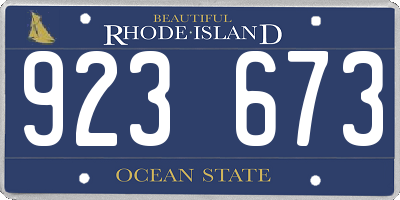 RI license plate 923673