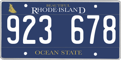 RI license plate 923678