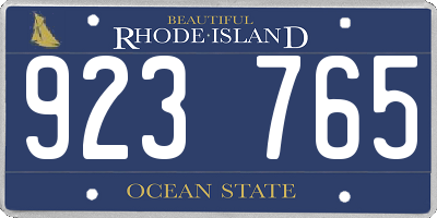 RI license plate 923765