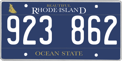 RI license plate 923862