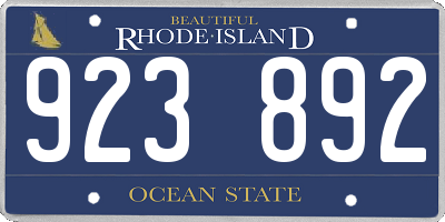 RI license plate 923892